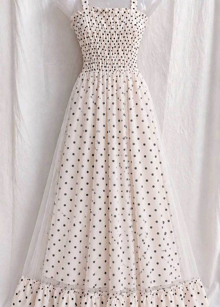 Chic Polka Dot Mesh Maxi Dress