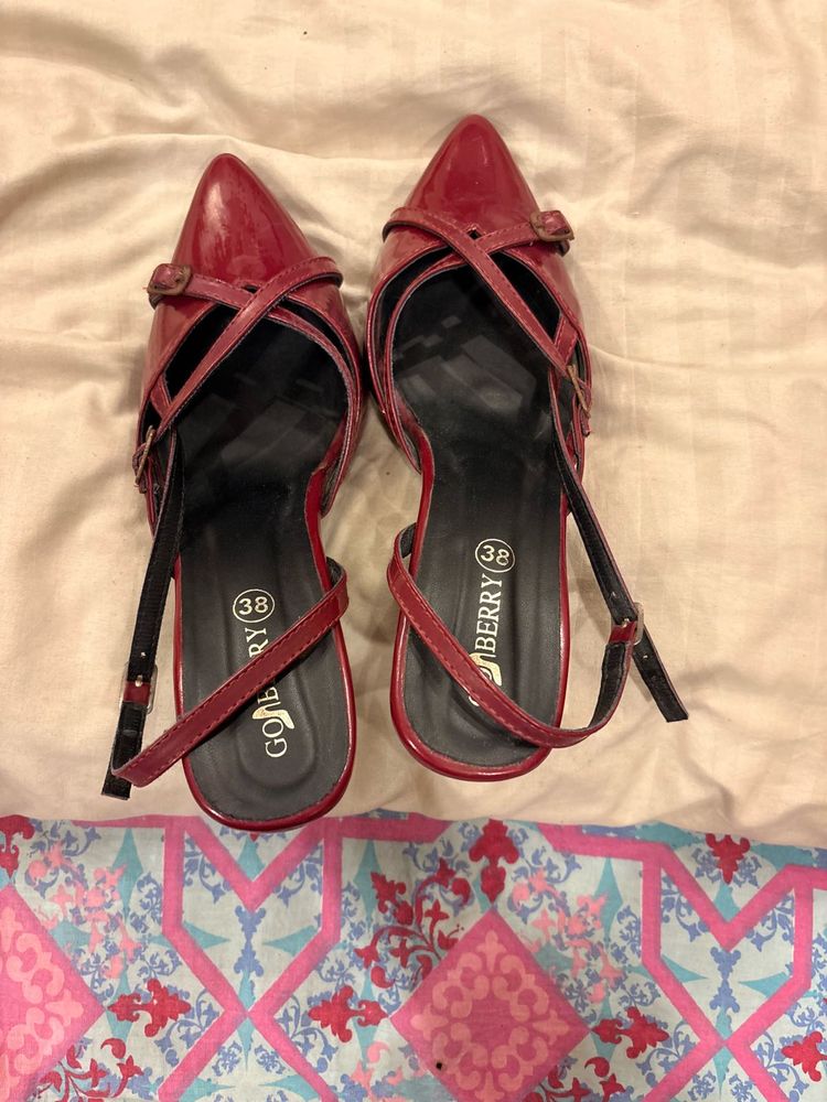 Red Patent Slingback Heels