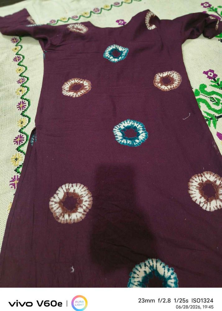 Maroon Tie-Dye Kurta and Dupatta