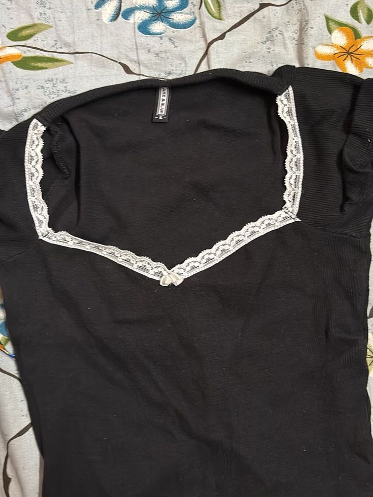 Black Lace Trimmed Top