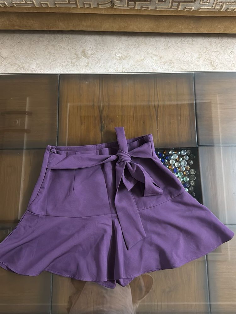Purple Tie-Waist Skort