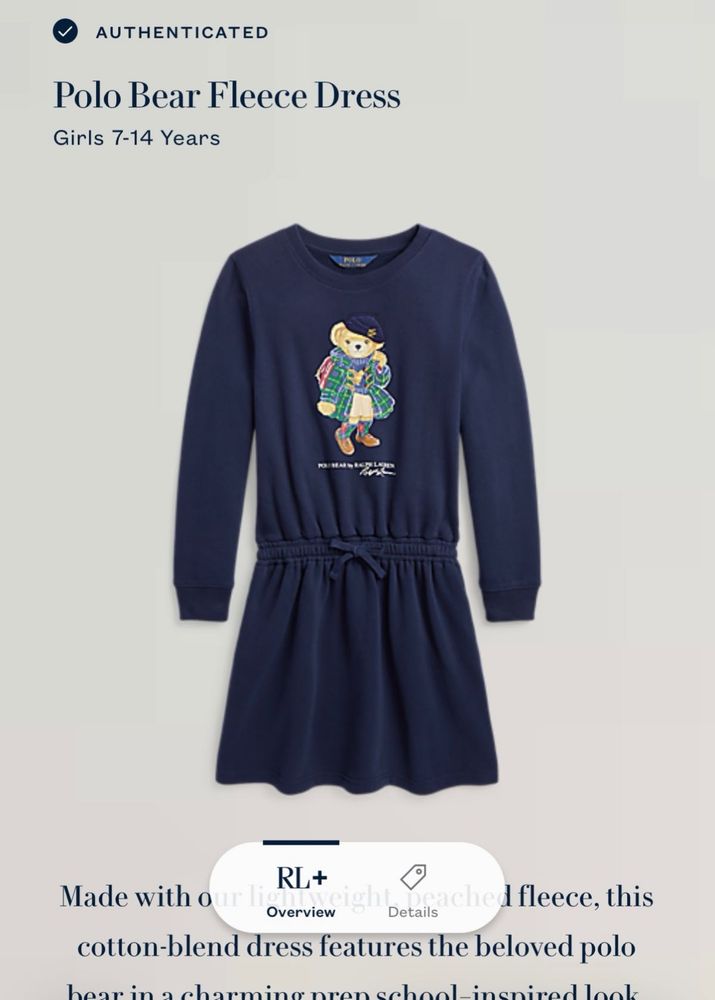 Polo Bear Fleece Dress for Girls
