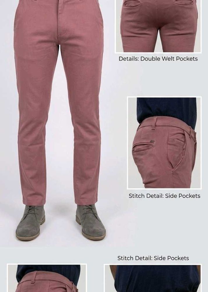 Men's Premium Mauve Pink Chinos / Slim Fit Trouser