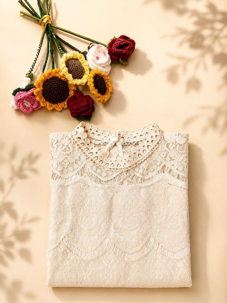 Elegant Lace top with Scalloped Neckline