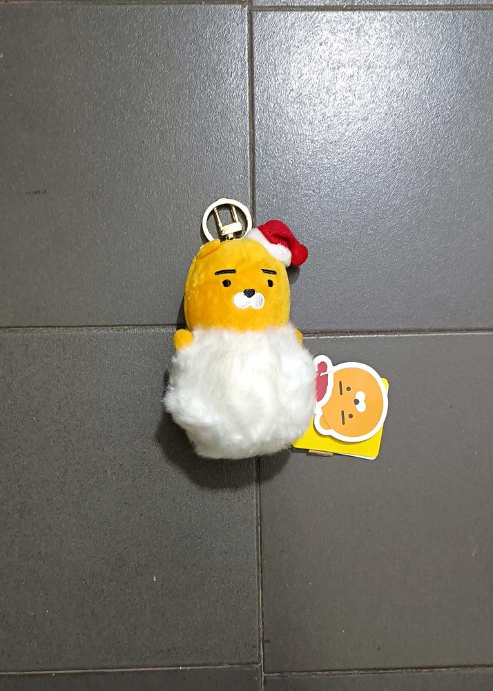Cute Plush Keychain with Santa Hat