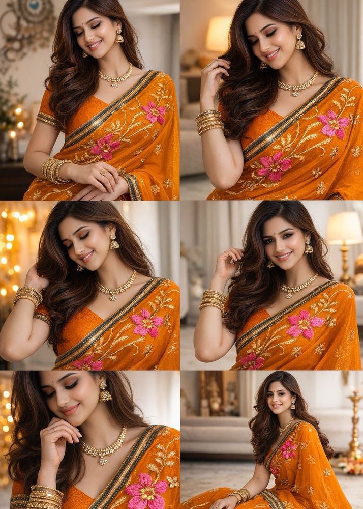 Elegant Floral Embroidered Saree