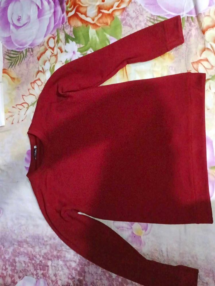 “Stylish Red Winter Sweater | Full Sleeve | Soft K