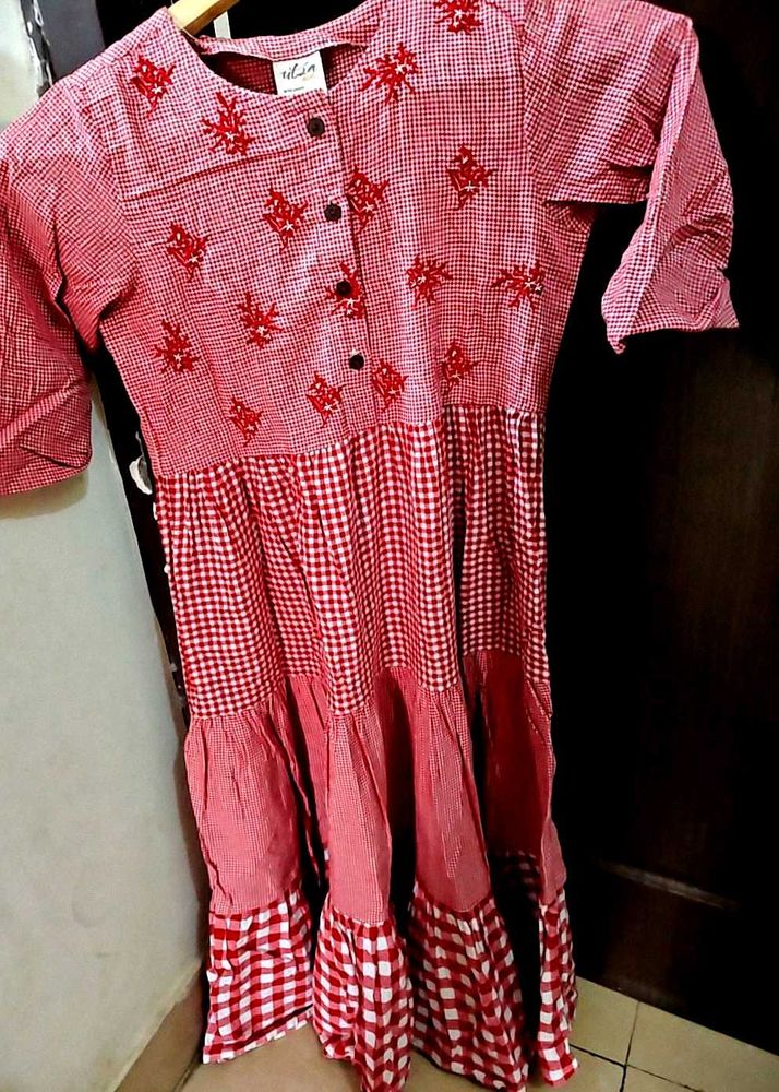 Utsa Westside Gingham Embroidered dress