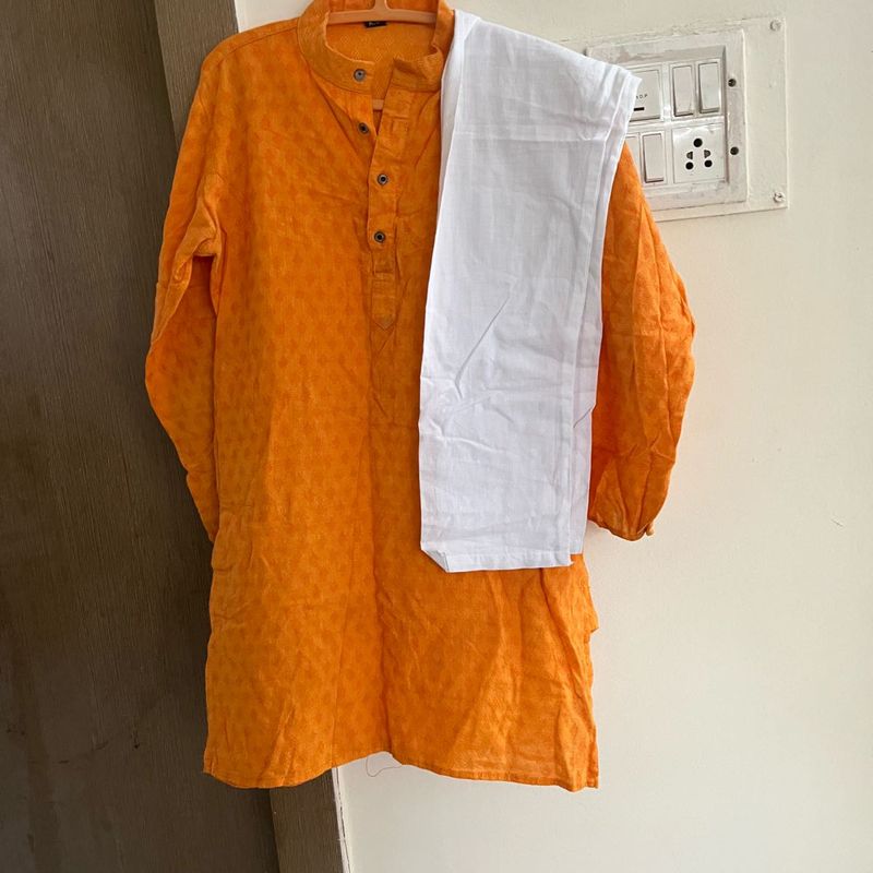 Men's Orange Kurta Set