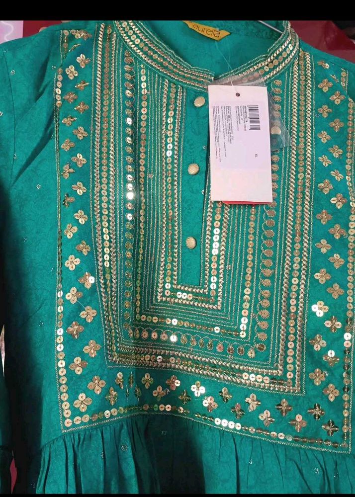 Embellished Teal Kurta