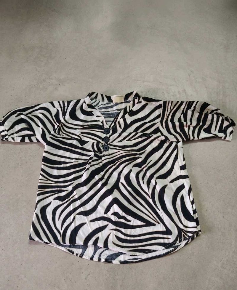 Stylish Zebra Print V-Neck Top