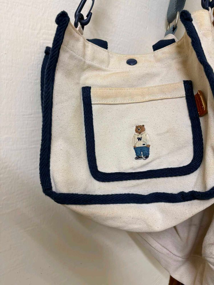 Cute Teddy Bear Canvas Crossbody Bag