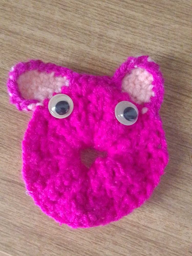 Cute Pink Crochet Bear Hair rubberband