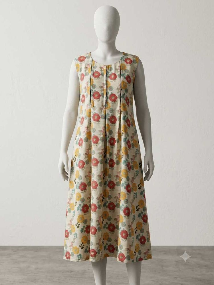 Floral Print Sleeveless kurta with legin