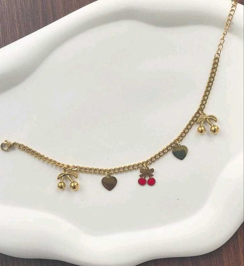 Anti ternish cherry charm Bracelet