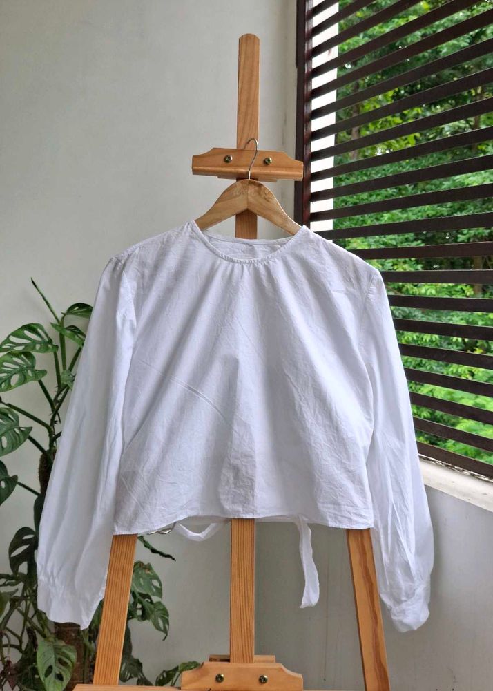 White Tie-Back Crop Top