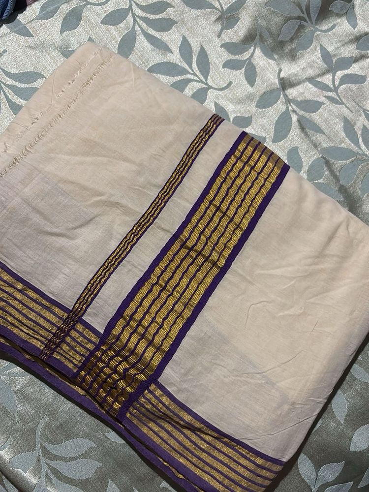 trendy purple kerala saree