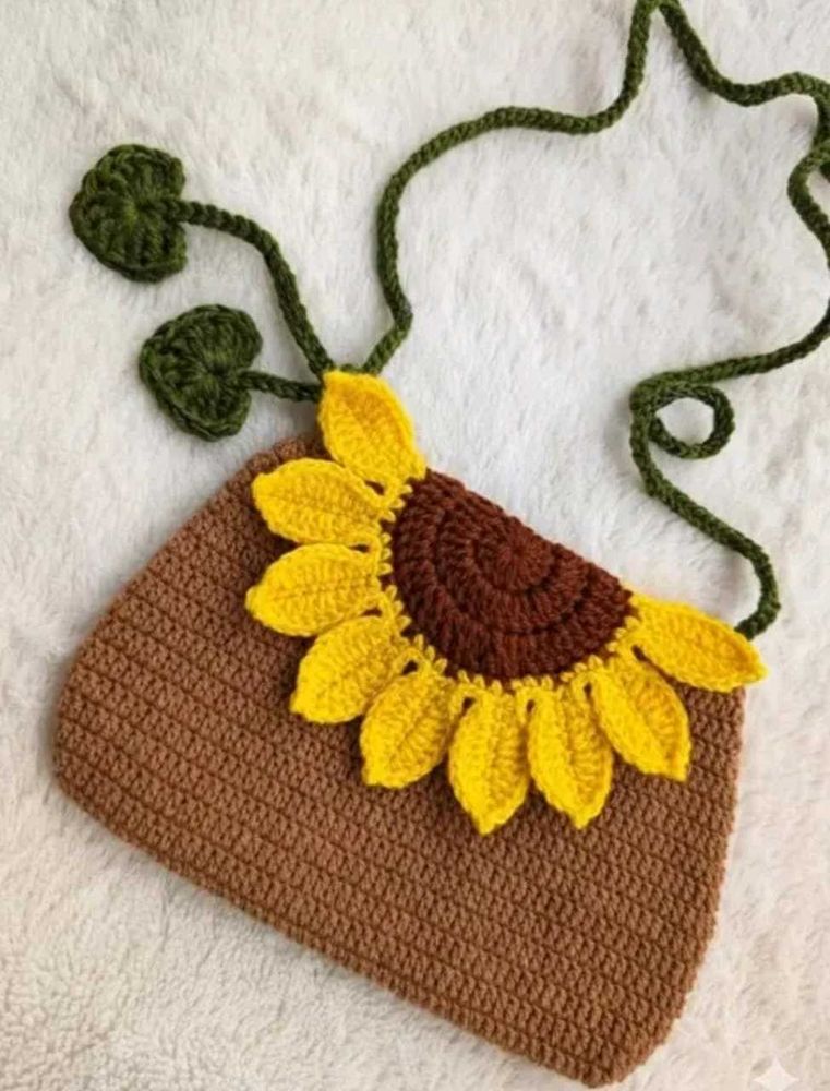 Handmade Crochet Sunflower Crossbody Bag