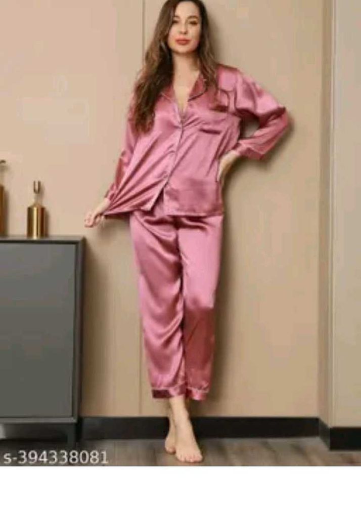 Satin Pajama Set - Pink