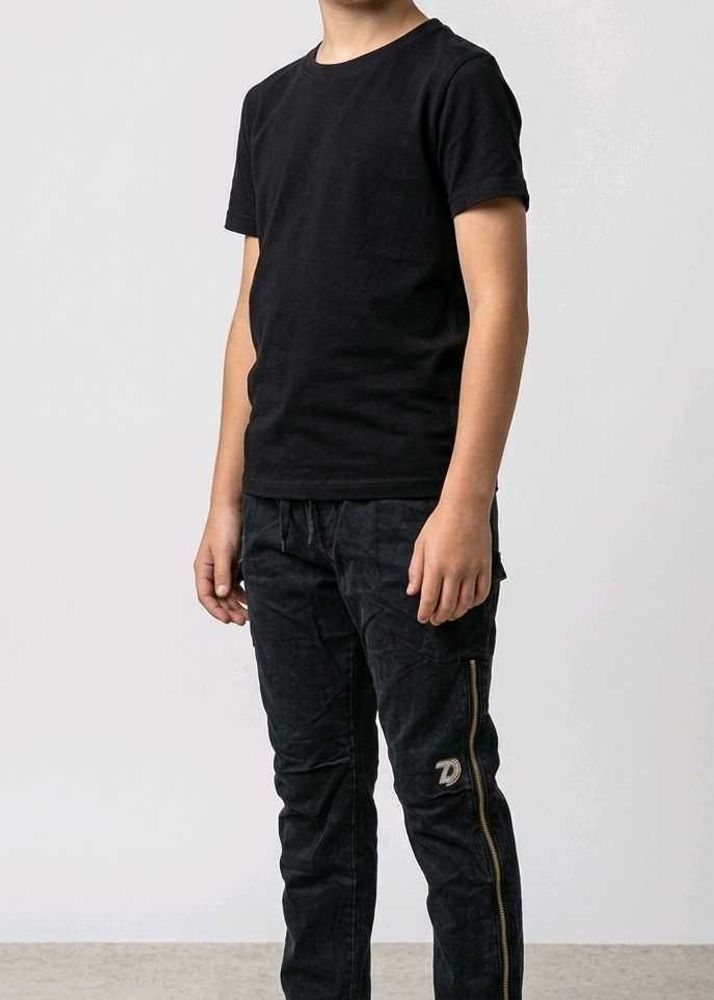 Black Cargo Pants with Side Zipper