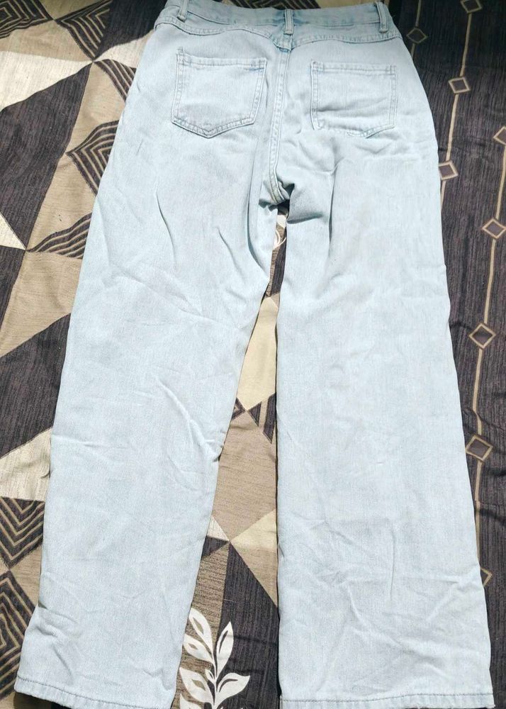straight light blue jeans for woman