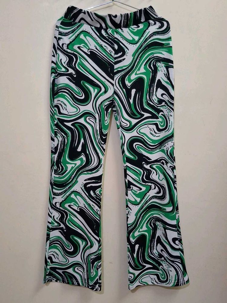Swirl Print Flare Leg Pants