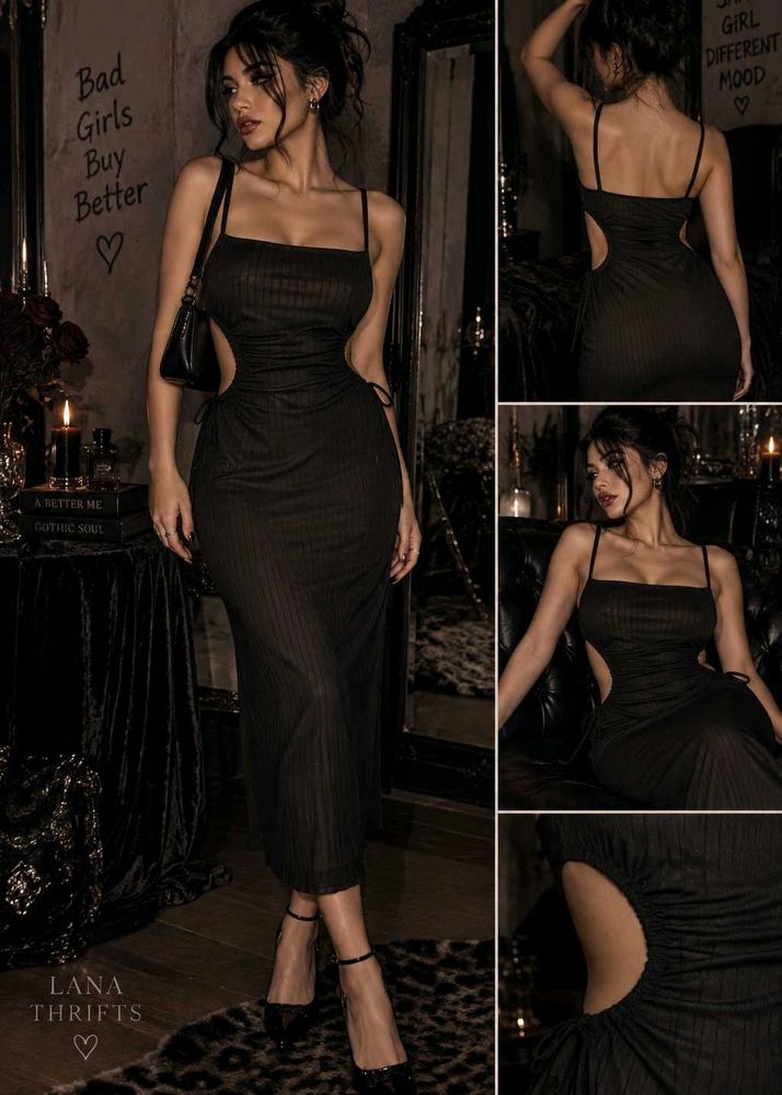 I. Chic Black Cut-Out Midi Dress
