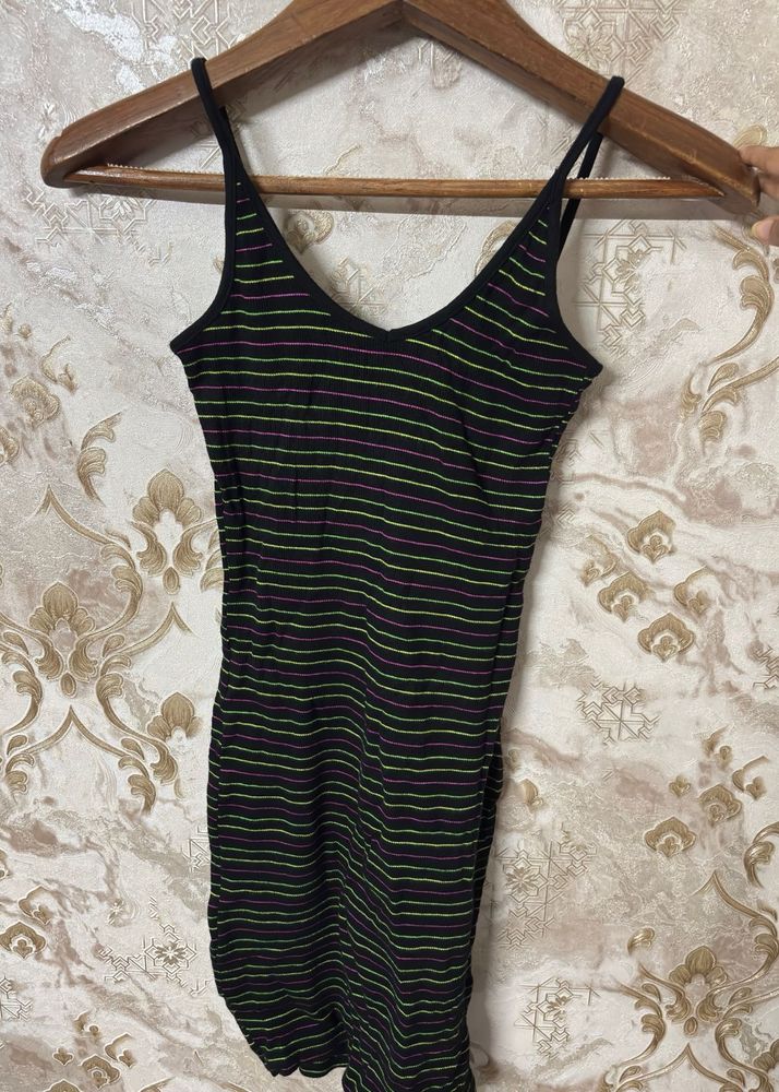 Striped Spaghetti Strap Mini Dress