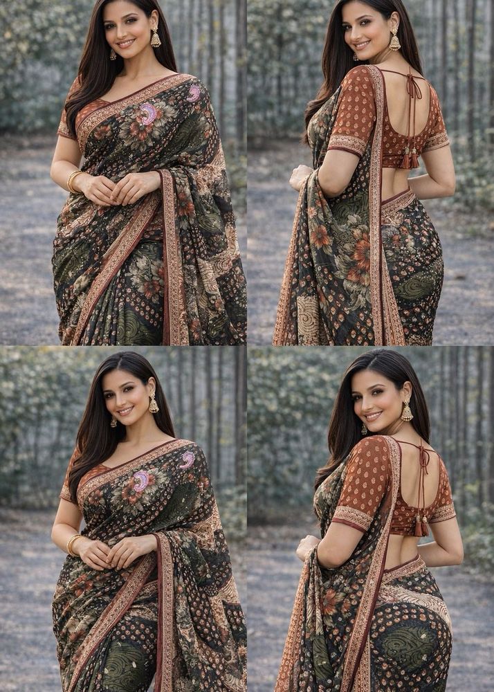 Elegant Floral Print Saree