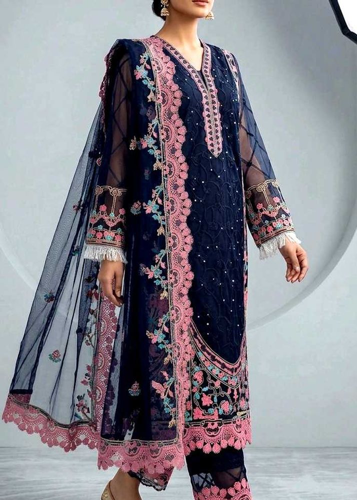 Elegant Navy Blue Embroidered Suit