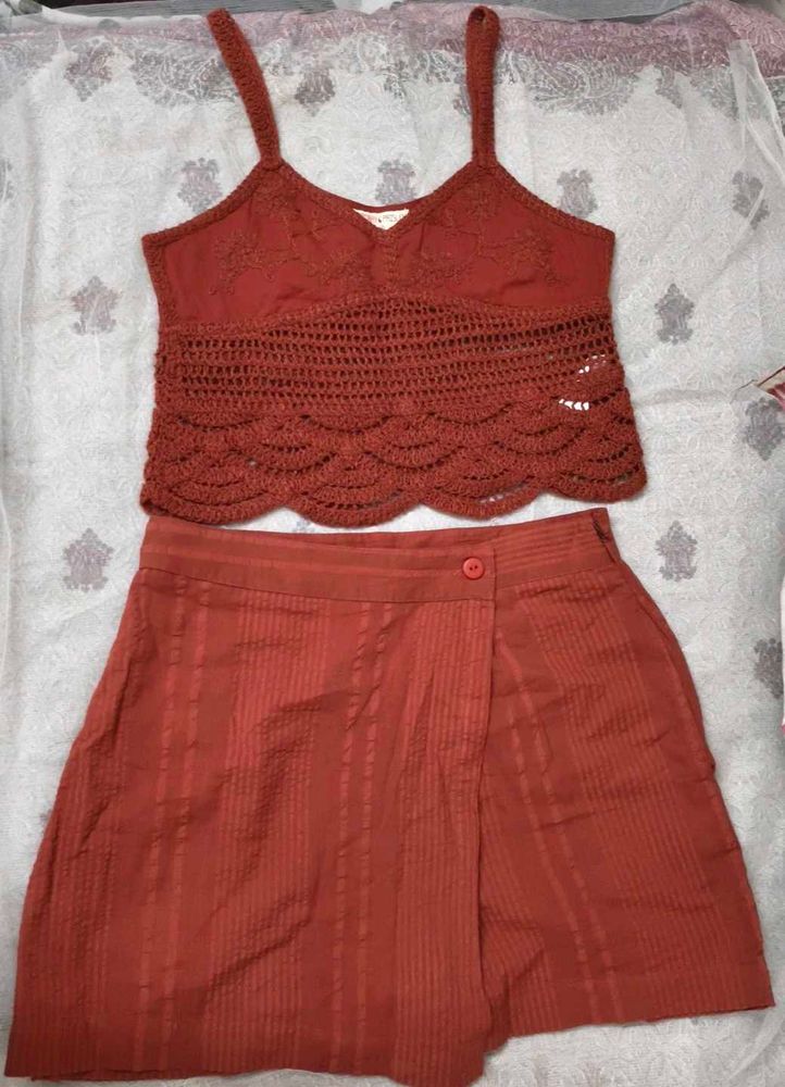 Crochet Crop Top &amp; Skirt Set