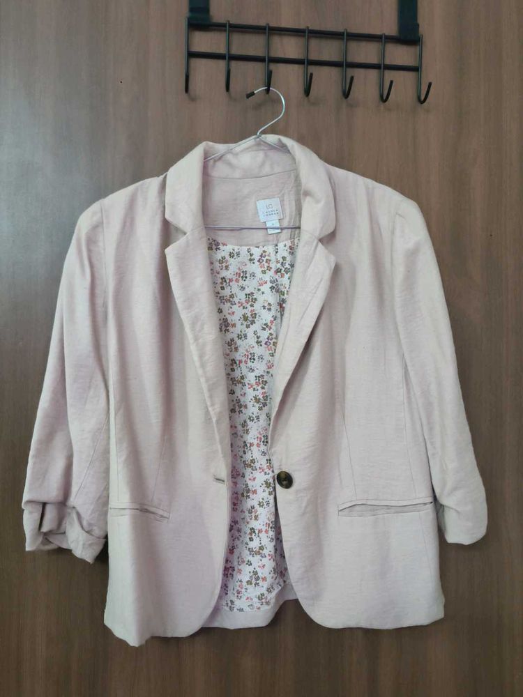Nude blazer with Floral Lining