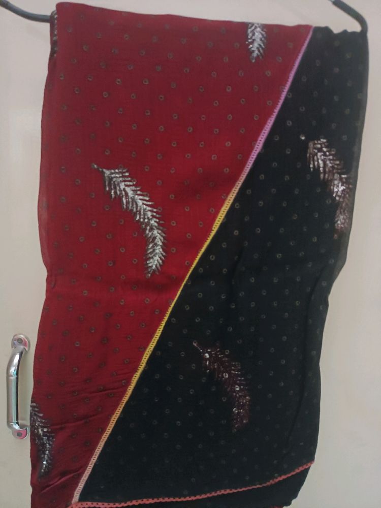 Red Black Saree