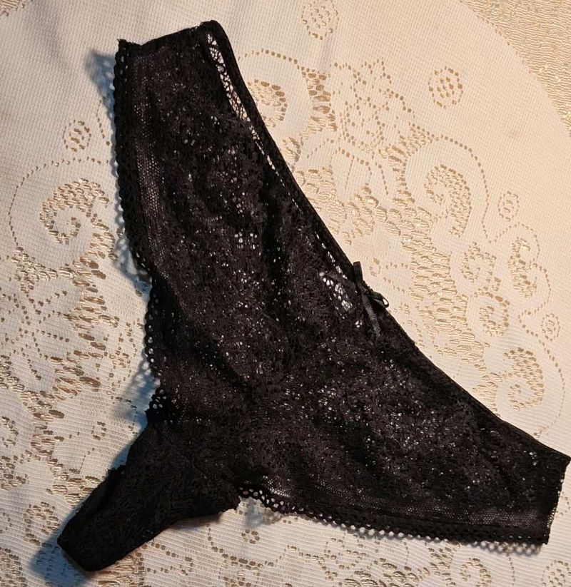 Black Lace Thong Panty