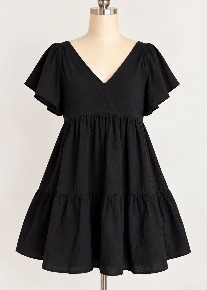 Chic Black Tiered Mini Dress