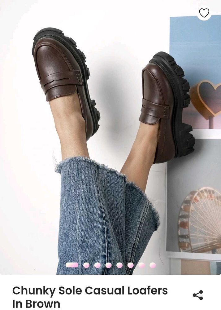Littlebox Chunky Sole Brown Loafers