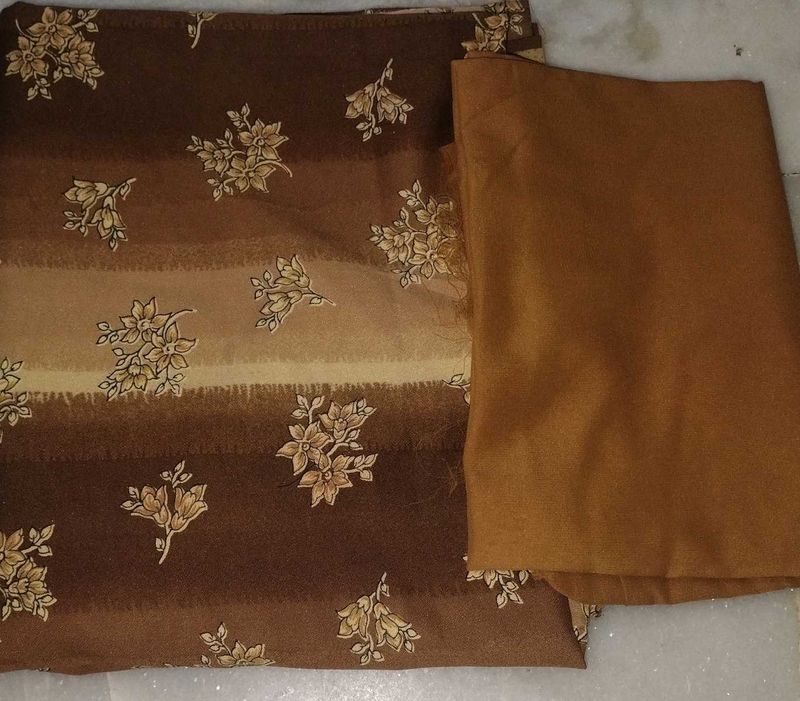 Brown Floral Dress Material