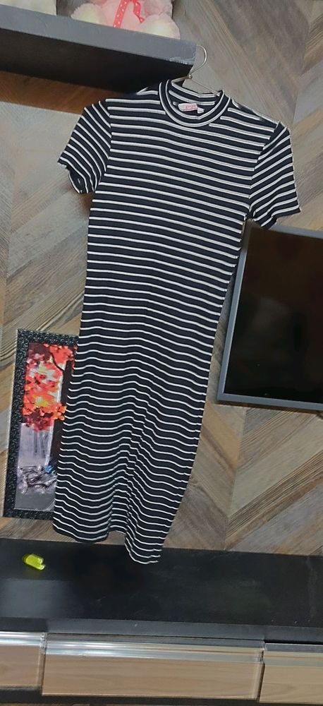 Black and white strip bodycon dress