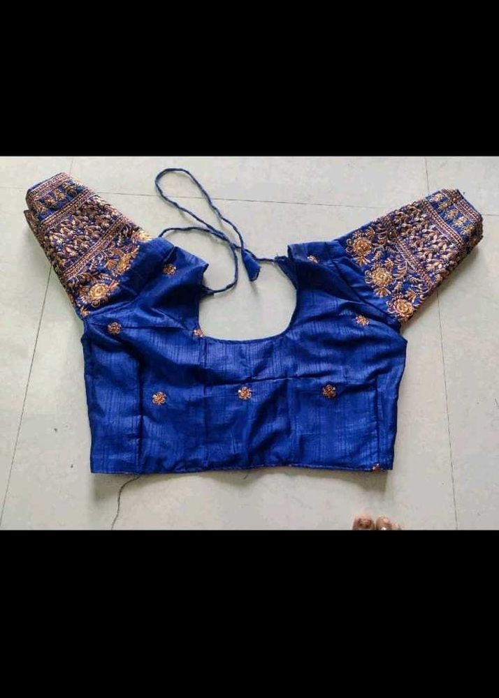 Royal Blue Embroidered Blouse