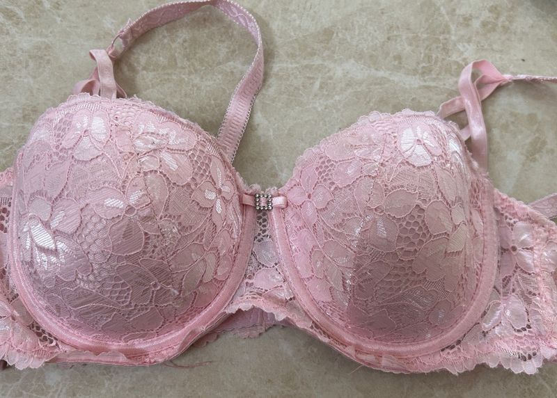 Pink Lace Padded Bra