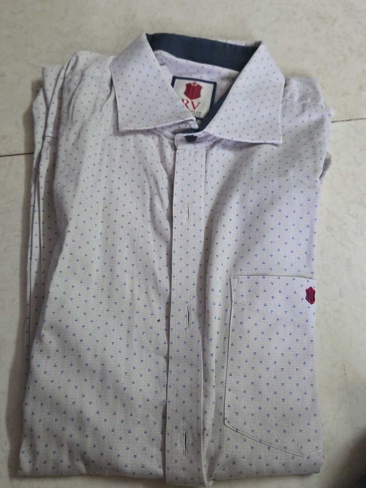 Men's White Printed Formal Shirt