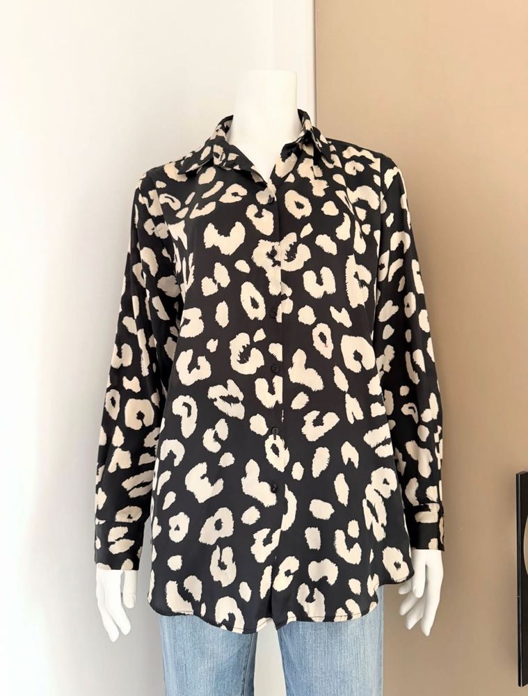Zara Leopard Print Button-Up Shirt