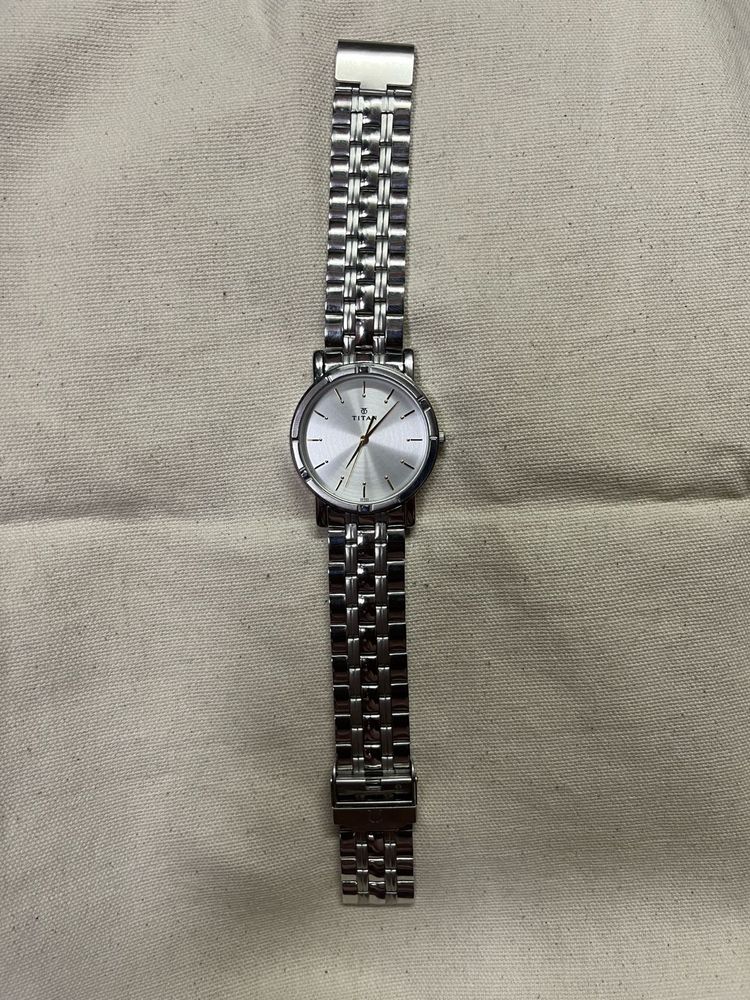 Elegant Titan Men's Analog Watch – Silver Stainles