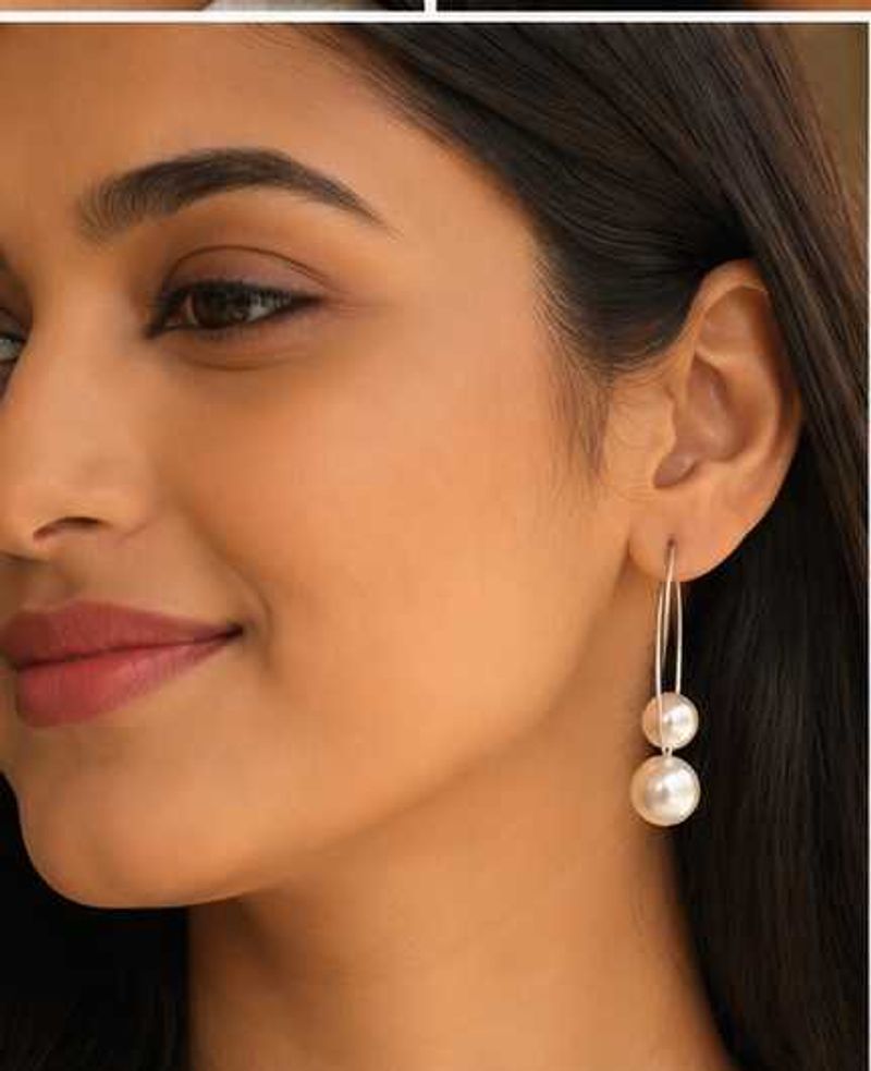 Elegant Double Pearl Drop Earrings