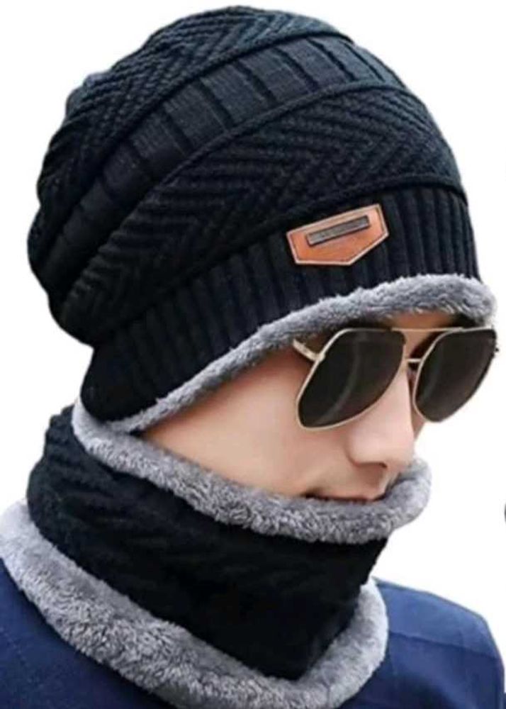 Winter Knitted Beanie Cap &amp; Neck Warmer