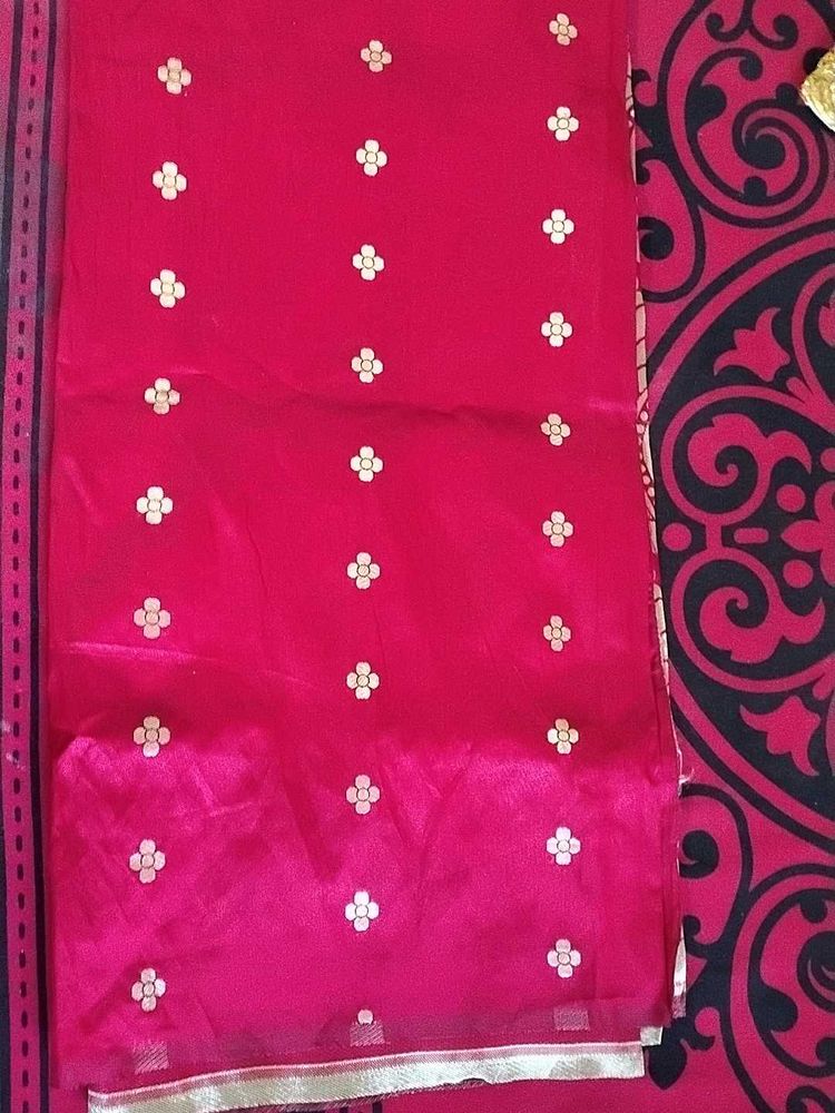 37.Vibrant Pink Saree with Embellishments