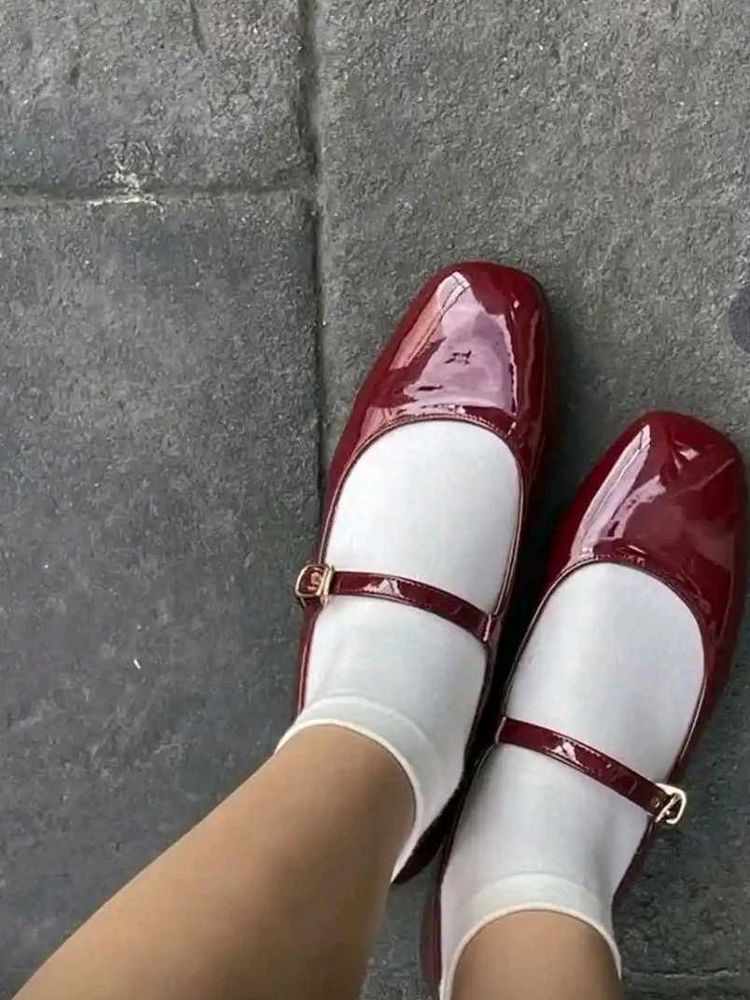 Shiny Cherry Red Mary Jane Heels