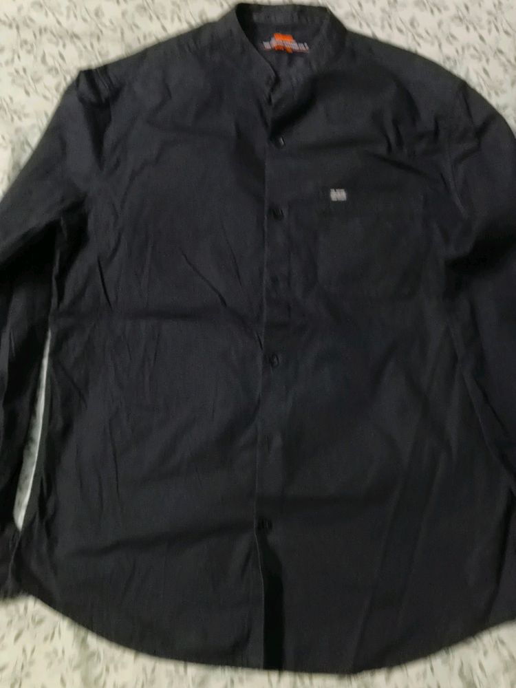 Half Collar Black Shirt