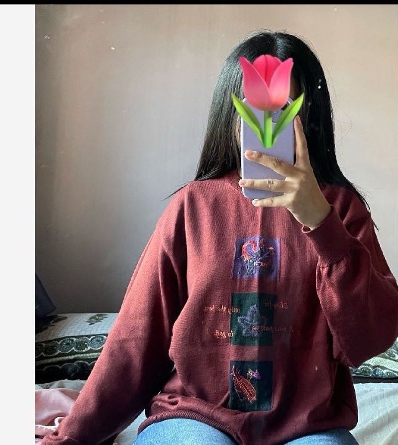 Clearance Sale🎀Maroon Embroidered Sweatshirt