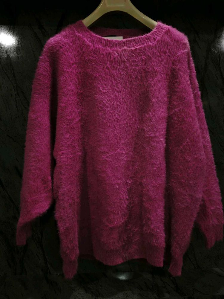 Fuzzy Magenta Knit Sweater